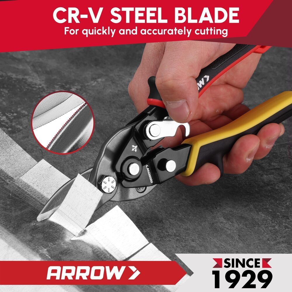 ARROW 3PCS 8" High Leverage Tin Snips Set Left Straight Right Cut Aviation Snips
