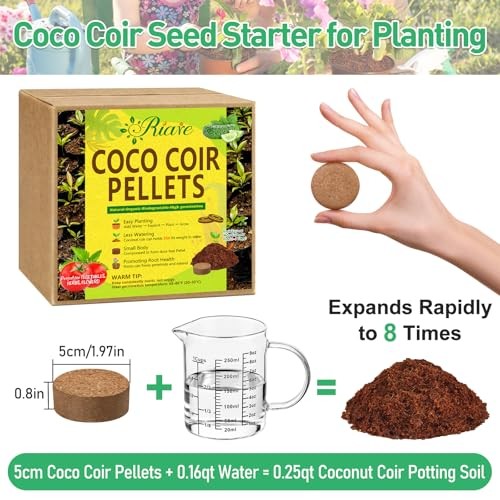 Pcsmm Organic Coco Coir Seed Starter Soil, Compressed Coconut Coir 50 50mm