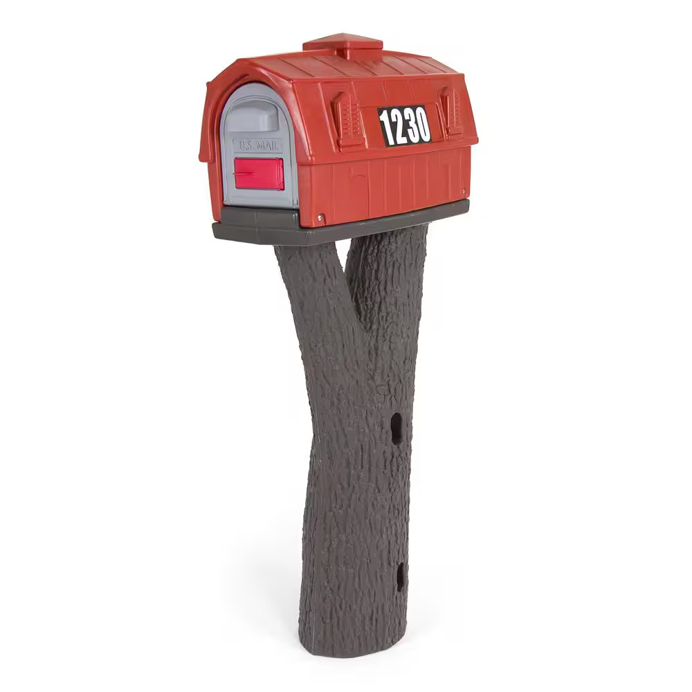 Rustic Barn Burnt Red/Espresso Post Mount Mailbox