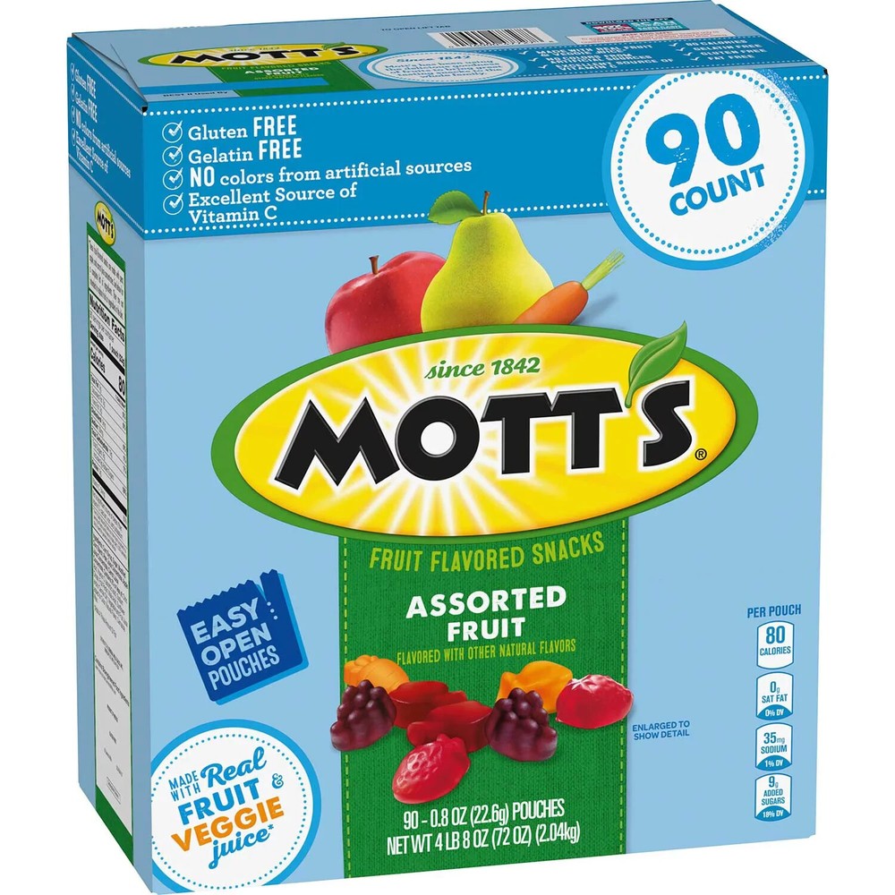 Mott's Assorted Fruit Flavored Snacks - 0.8 oz., 90 Pack