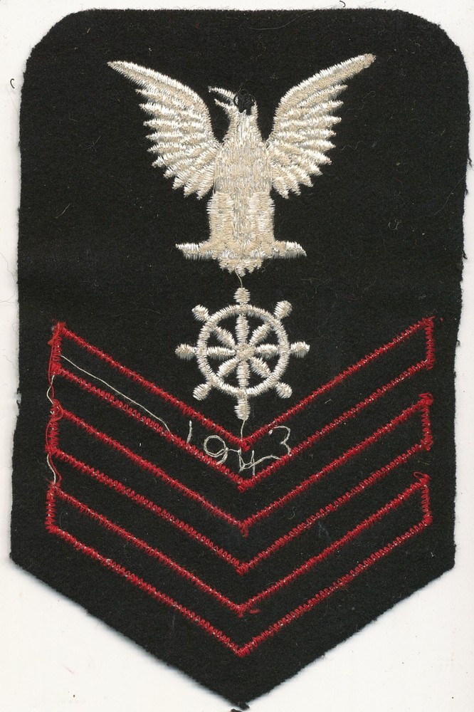 Quartermaster PO1 blue felt USN rate patch real WWII make