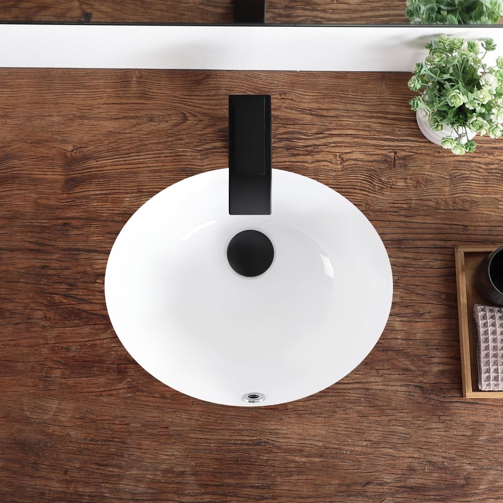 Small Undermount Bathroom Sink 15.4x13.2 Oval Undermount Sink White Ceramic B...