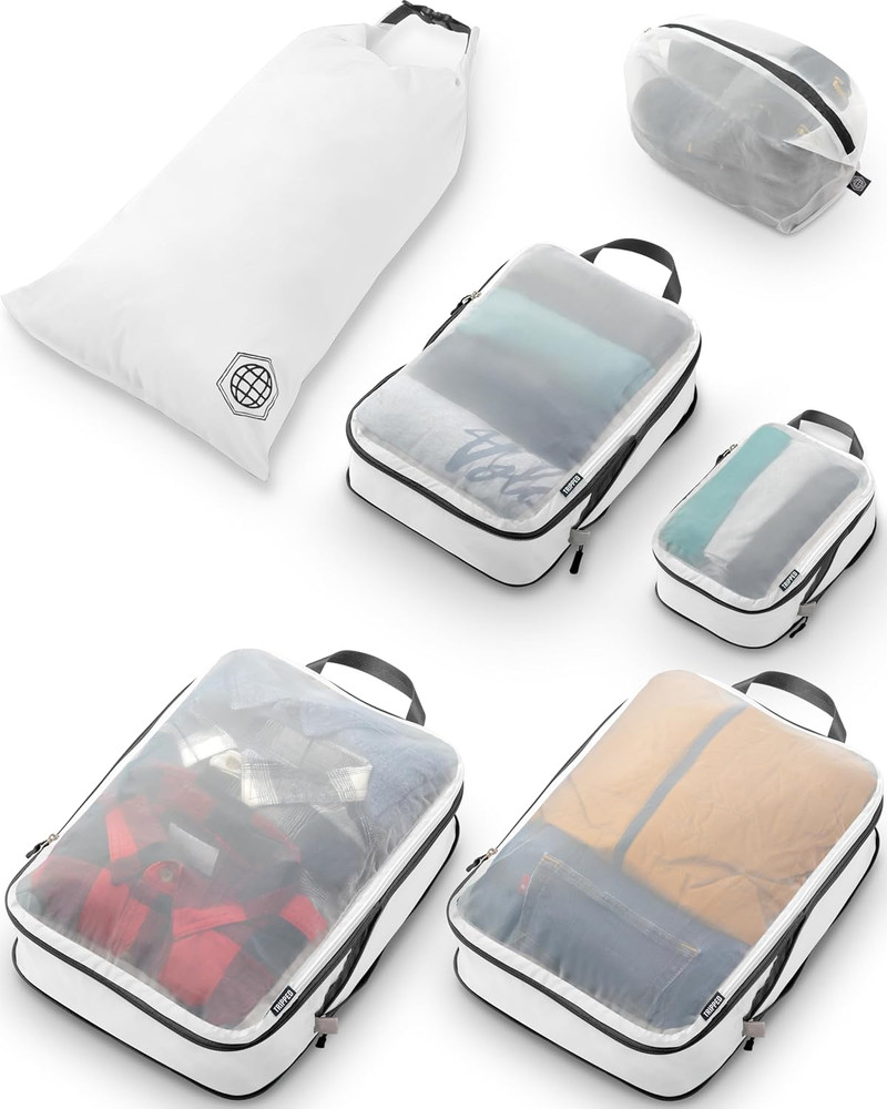 Large Packing Cube Set with See through Mesh- Compression Packing Cubes Travel O