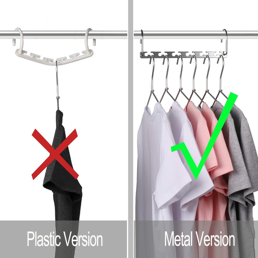 Magicool 8 Pack Metal Magic Cascading Hanger Space Saving Hangers Closet Orga...