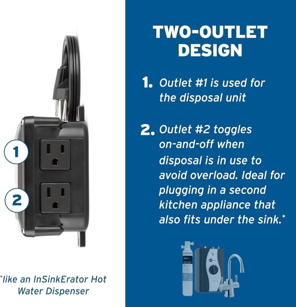 InSinkErator Garbage Disposal Air Switch Kit, Dual Outlet Sink Top Switch Button