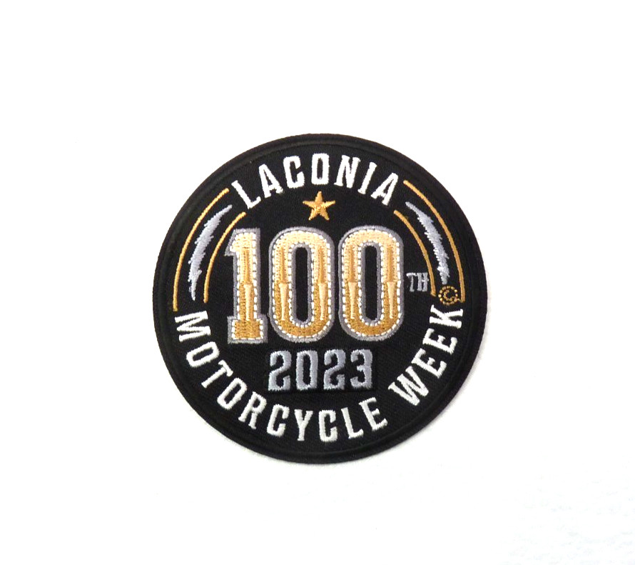 Laconia 100'th 2023 Motorcycle Week Tan small Patch.