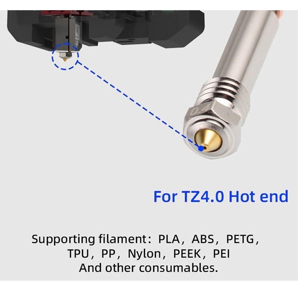 04mm for QIDI Plus4 Bimetallic Nozzle with Ceramic Insulation Integrated