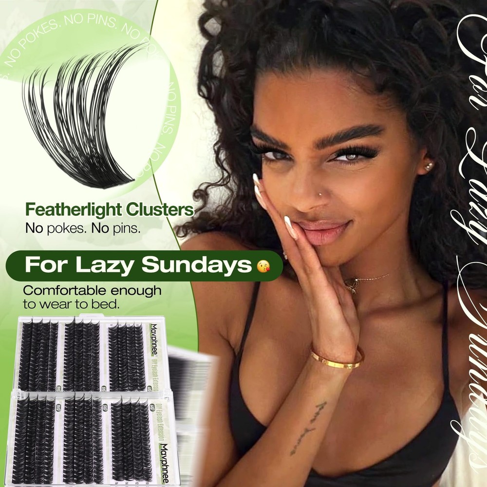 D-Curly Cluster Eyelash Extensions 480Pcs Volume Lash Extensions DIY Eyelash ...
