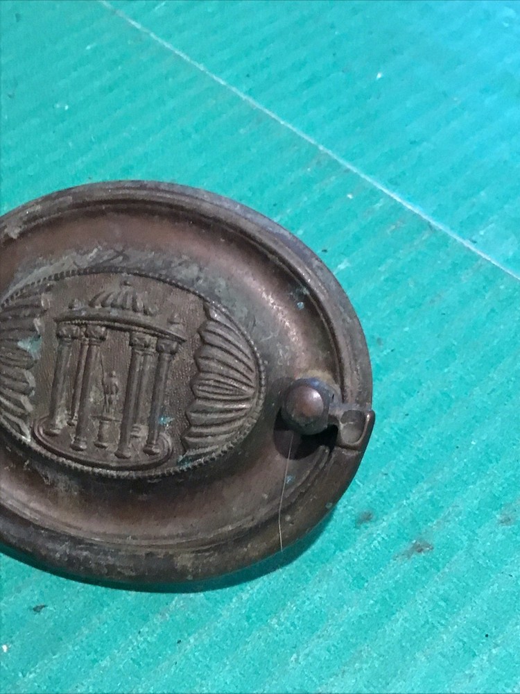 Antique Oval brass Hepplewhite neoclassical period drawer pull back plate
