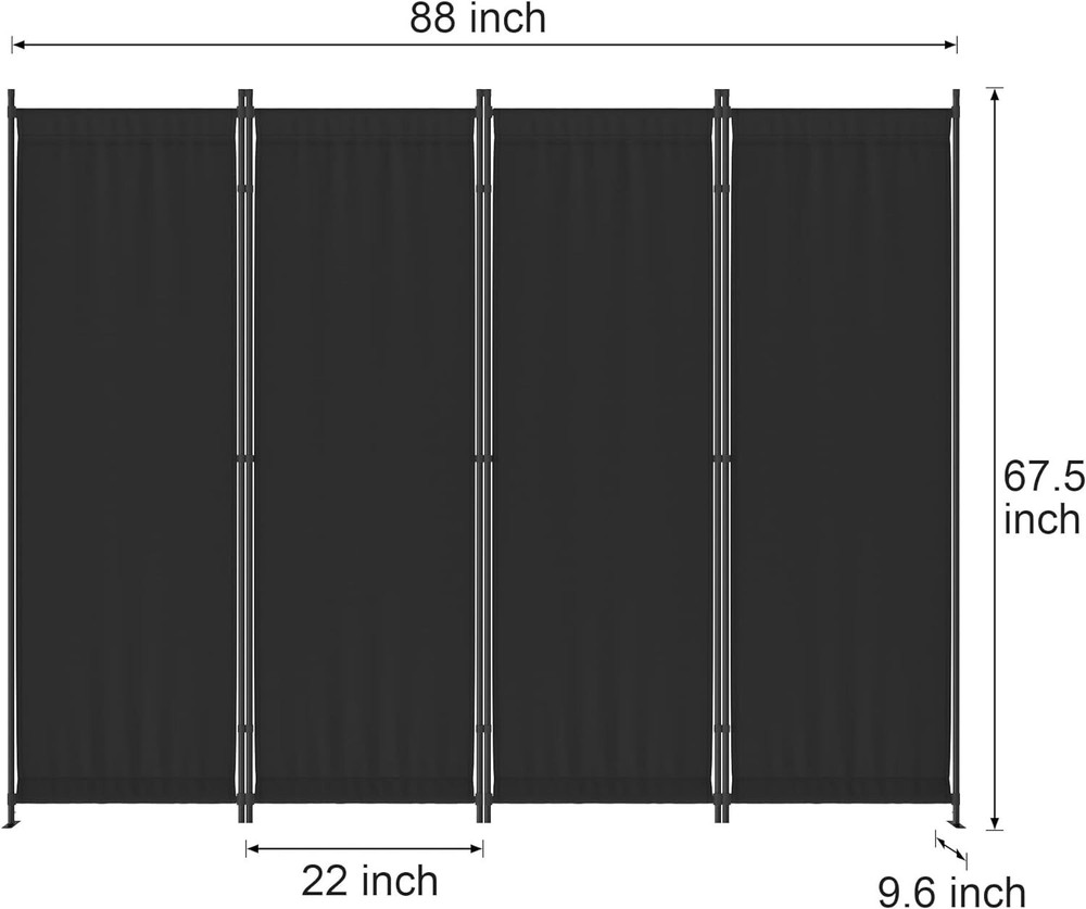 Room Divider 4 Panel Folding Privacy Screens 88'' Room Separation Home Office
