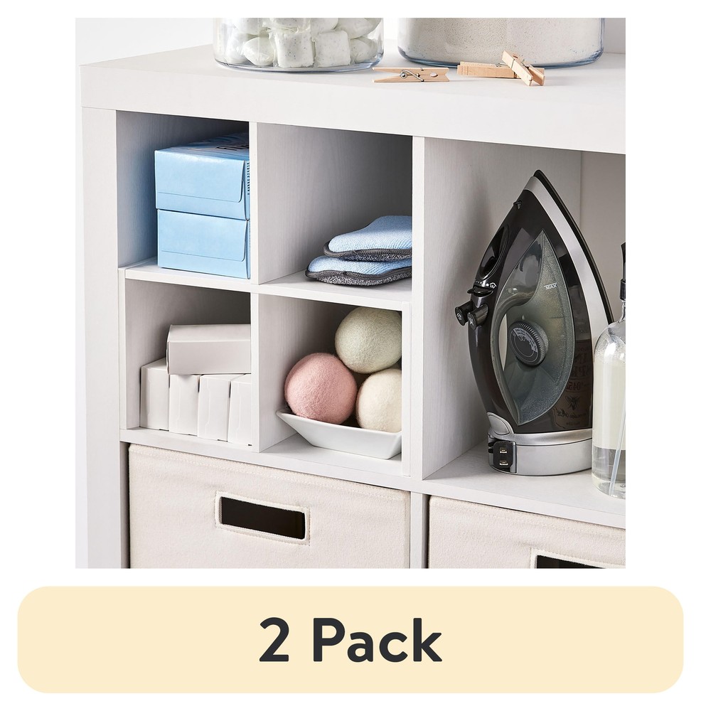 (2 pack) Better Homes & Gardens Quad Shelf Cube Organizer Insert, White Texture