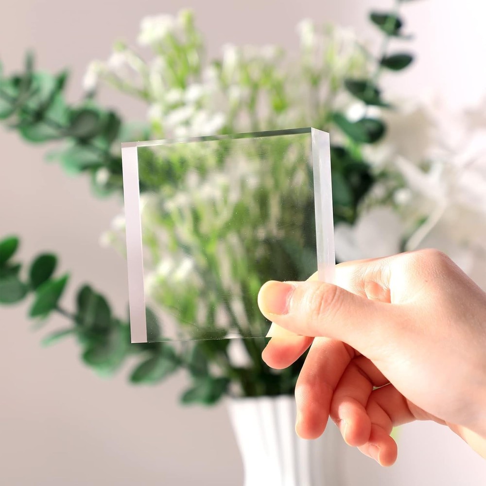 3 Pcs Acrylic Square Display Block Clear Polished Acrylic Cube Solid Display Ris