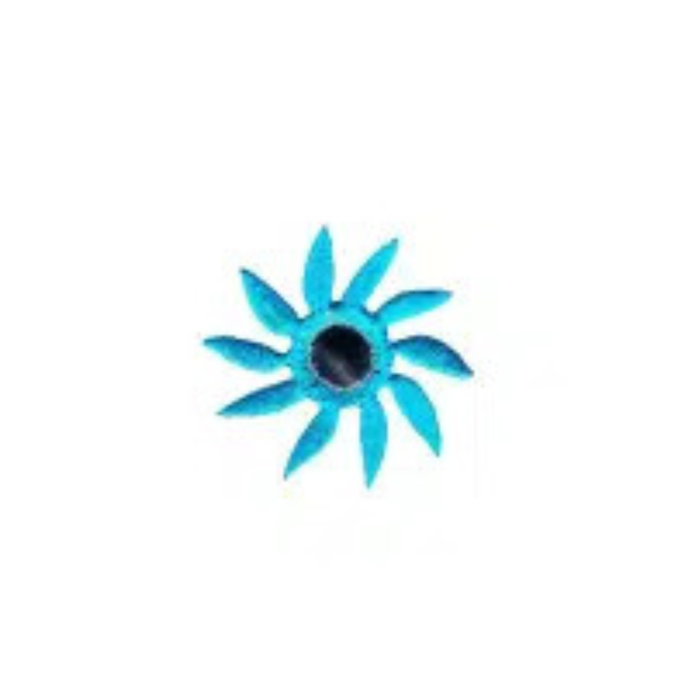 Mirrored Pinwheel Flower (4-Pack) Iron On Patch - Blue