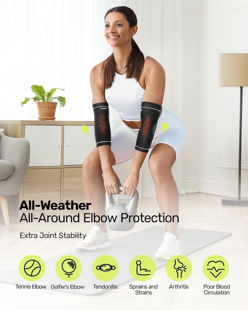 Paquete de 2 coderas de compresión para codo, soporte para tenis y gimnasio
