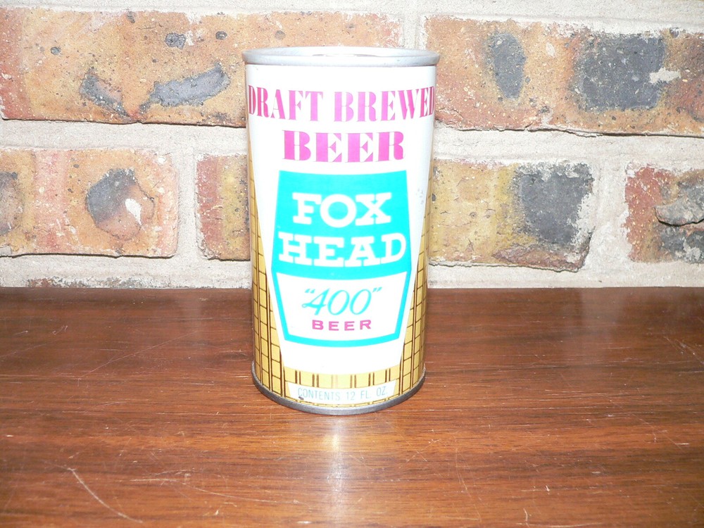 Vintage Draft Fox Head 400 Beer Pull Tab Straight Steel Beer Can~Bottom Opened