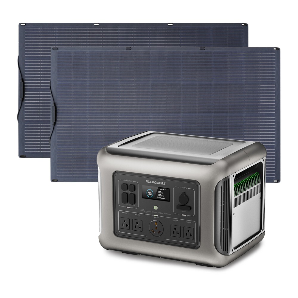 ALLPOWERS 4000W(peak) Portable Power Station with 2X 200W Flexible Solar Panel