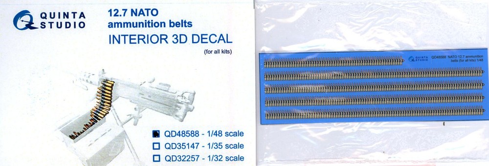 Quinta Studios 1/48 NATO 12.7 AMMUNITION BELTS 3D PRINTED & COLORED INTERIOR SET