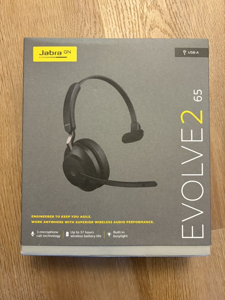 Jabra Evolve2 65 Mono Wireless Headset (UC, Bluetooth, USB-A) - Black