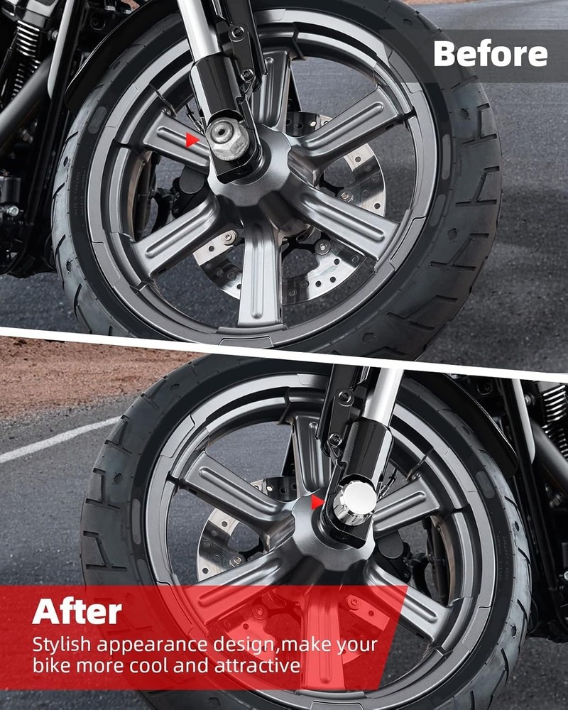 Chrome Front Axle Nut Covers Axle Nut Caps Compatible for Harley Davidson Spo...