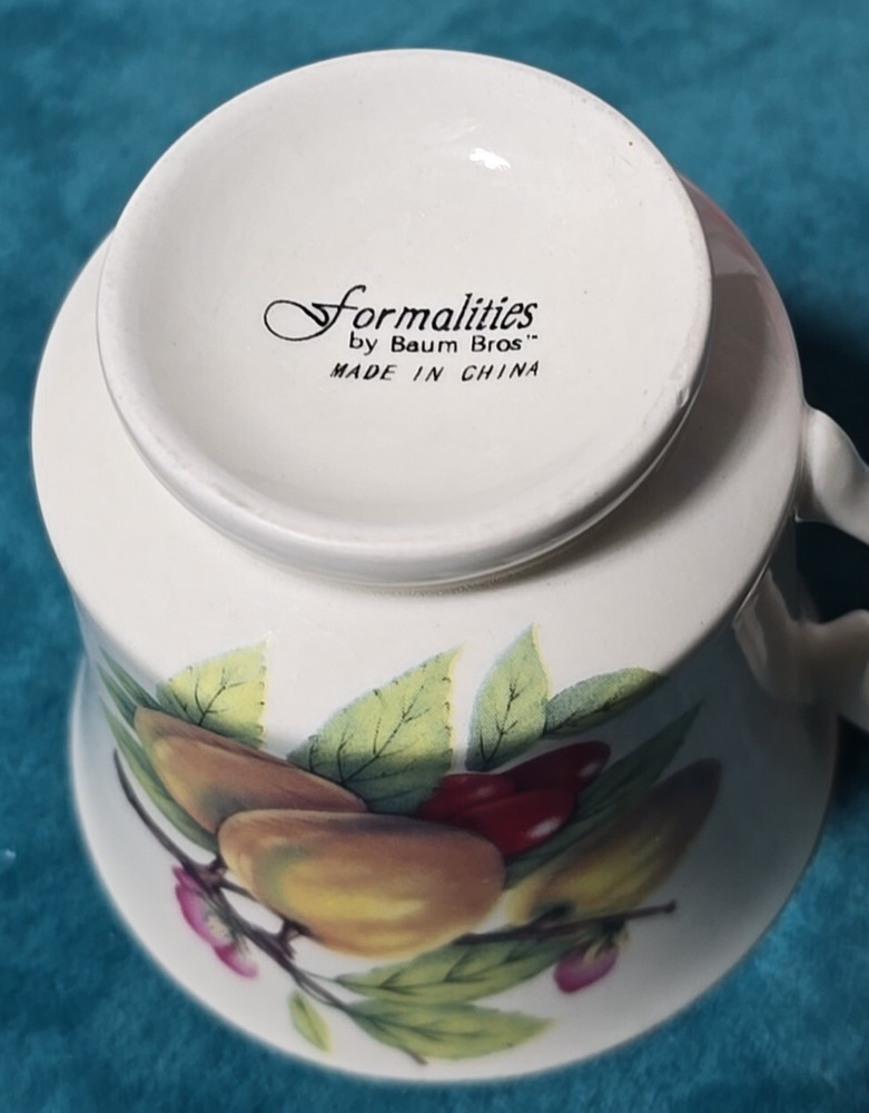Vintage Fruit Pattern Formalities by Baum Bros. Tea Coffee Cup Cherries Leaves