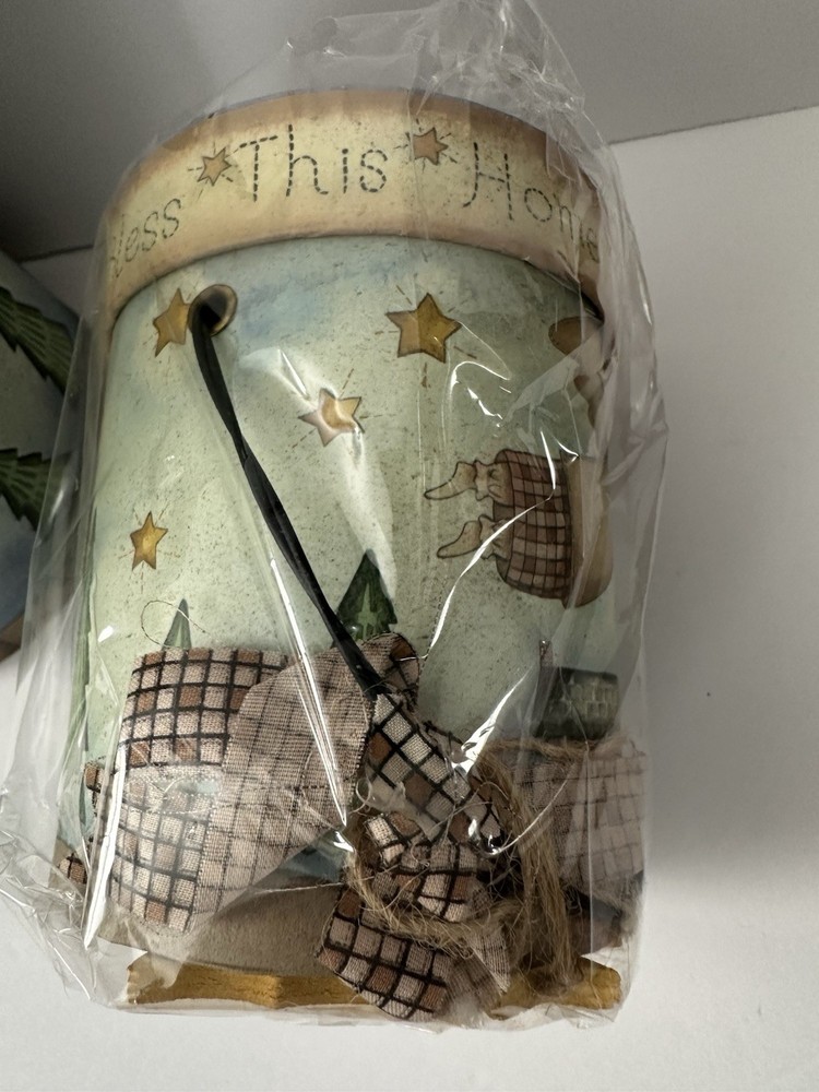 3 NESTING BOXES God Bless This Home Primitive Gift Angel