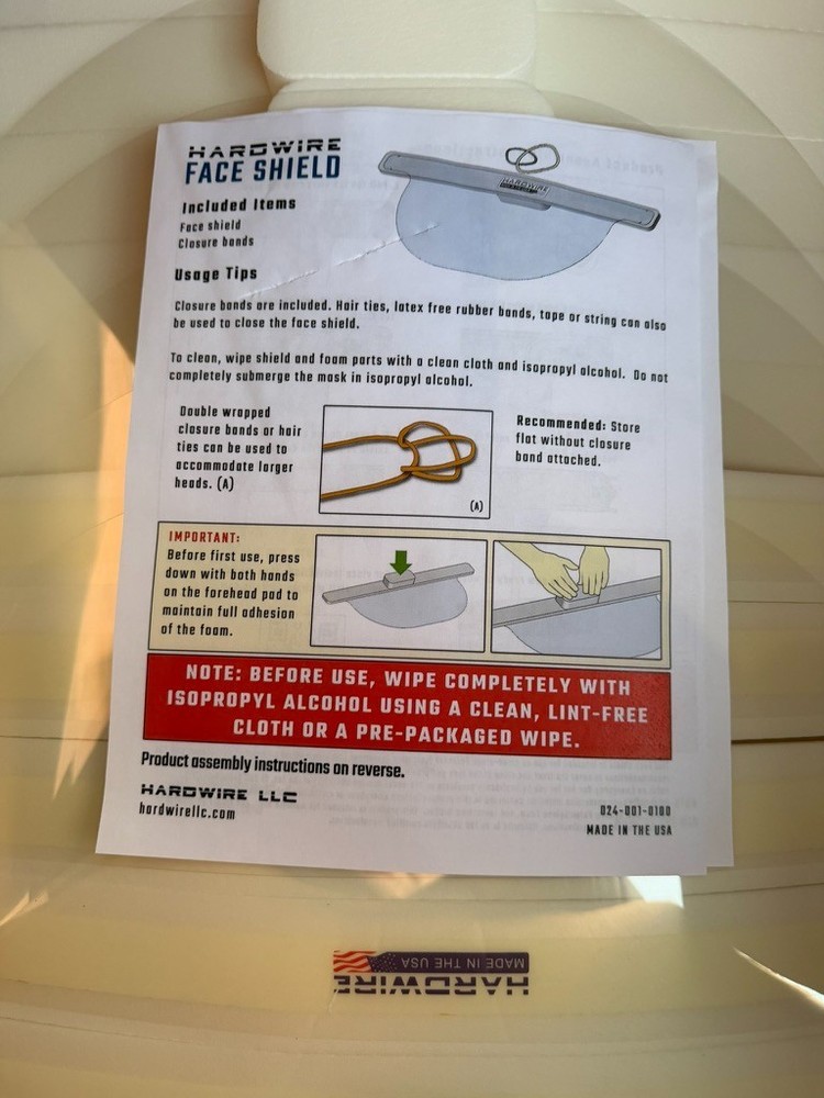 [BOX OF 100] Hardwire Face Shields