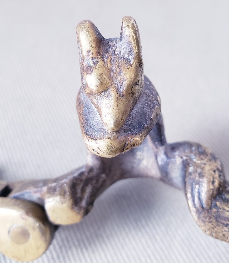 Vintage Nutcracker Solid Brass Handheld Figural Squirrel Etched Heavy