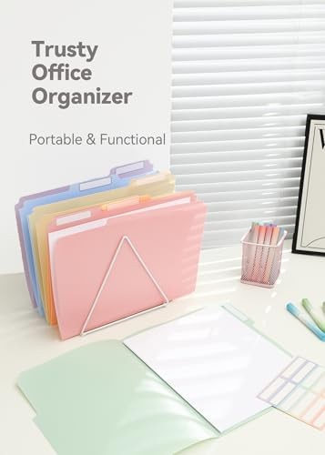Plastic Manila Folders 8.5 x 11, 12 Pack, Poly Pastel File Assorted Pastel