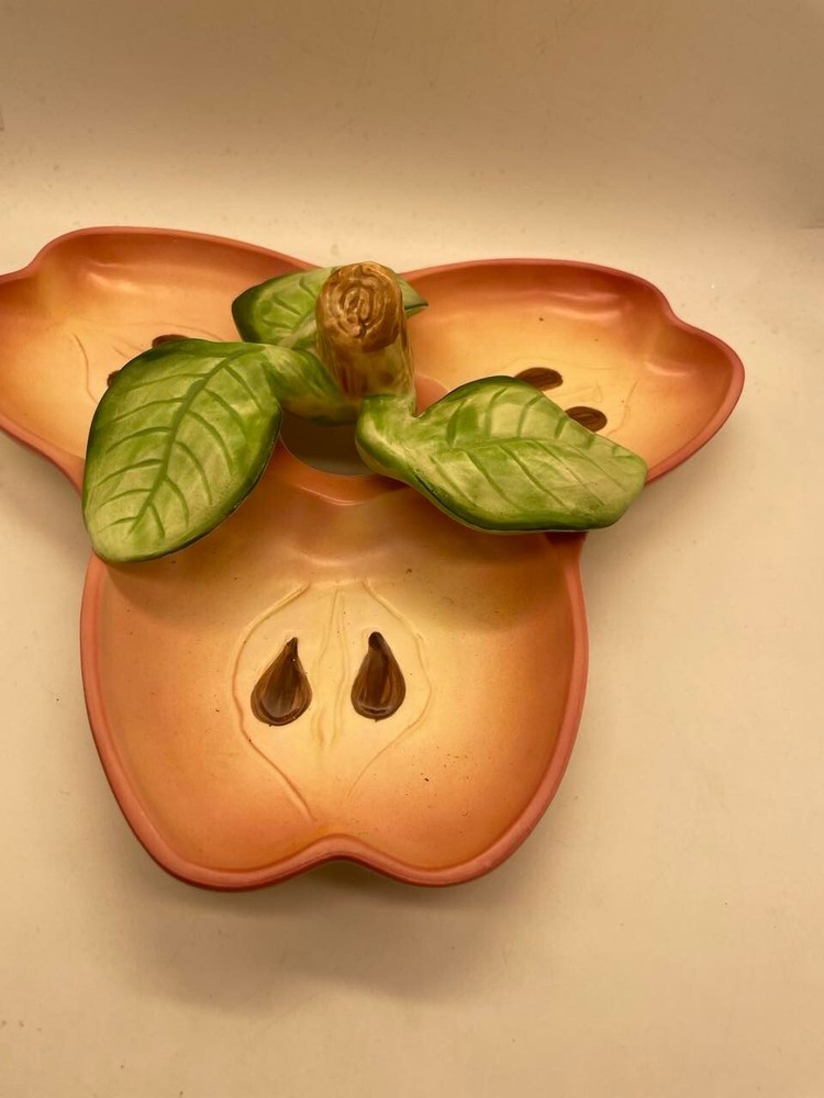 EUC Vintage Ceramic Apple Shaped 3 Part Divided Dish
