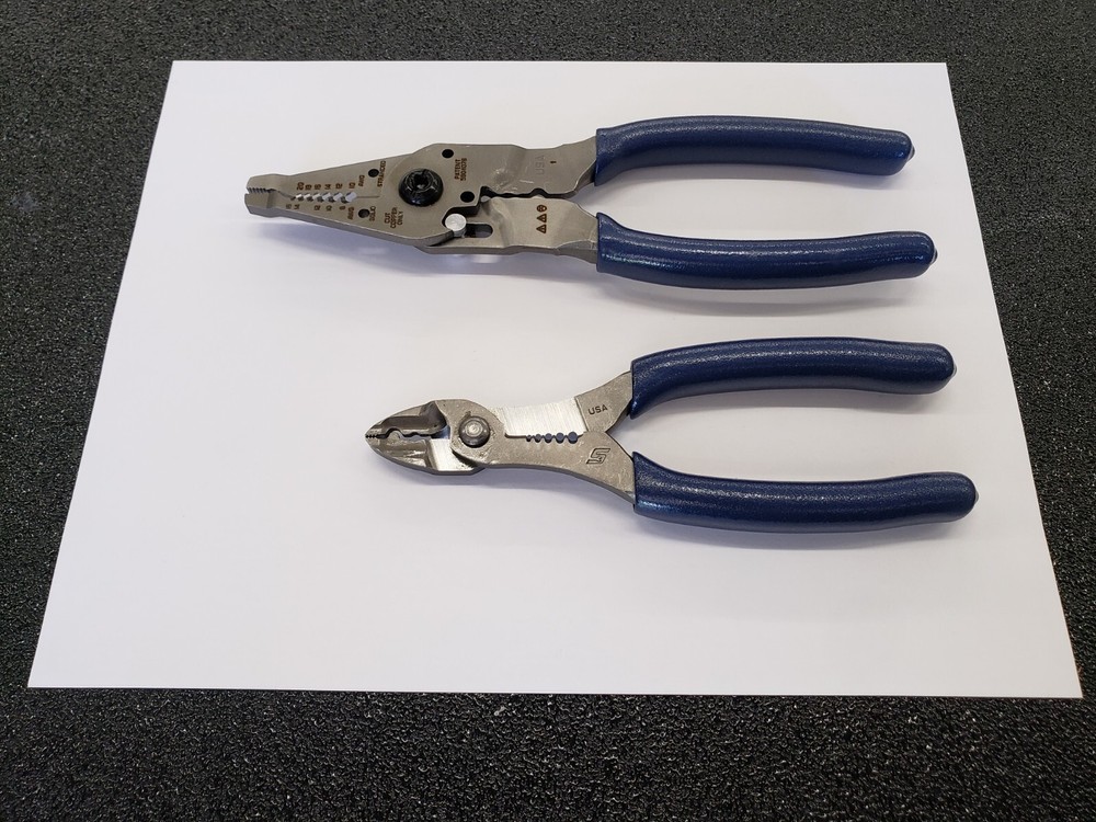 Snap-on Tools POWER BLUE 2pc Soft Grip 7" & 9" Wire Stripper Cutter Crimper Set