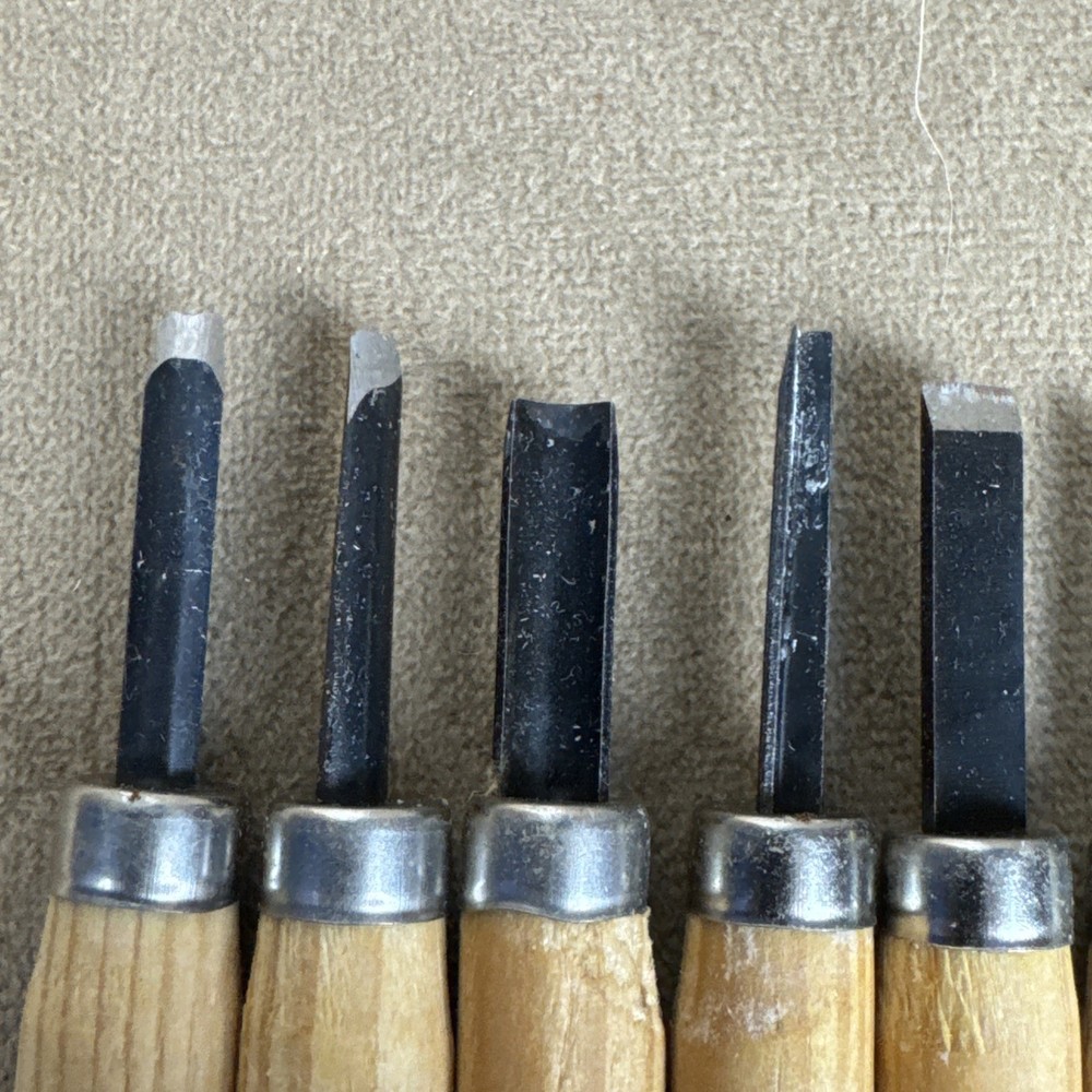 12-Piece Wood Carving Hand Chisels Set +6 WOOD BLOCKS Woodworking Gouges Tools