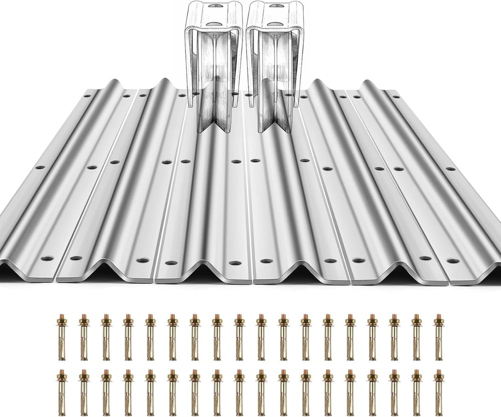 Galvanized Inverted V Track Sliding Gate Rollers 36 FT with Hardware Kit V-Track