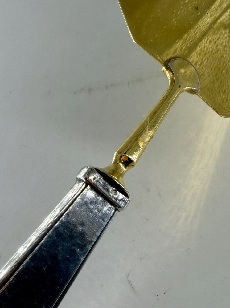 Antique German 800 Solid Silver & Vermeil Cake Server, Hammered Finish