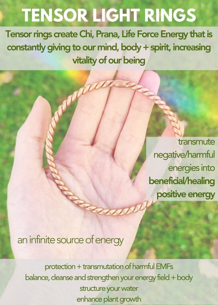 Solid Copper Tensor ring. Royal Qubit. EMF Protection, Pain, Healing & More.
