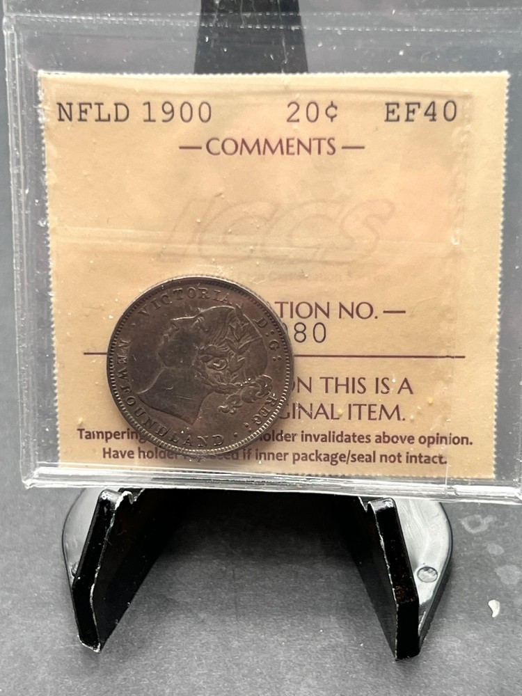 1900 Newfoundland 20 cent Graded ICCS EF-40