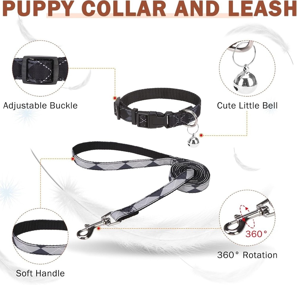 Small Dog Harness & Leash Collar Set Step in No Pull Soft Mesh Dog Harnesses