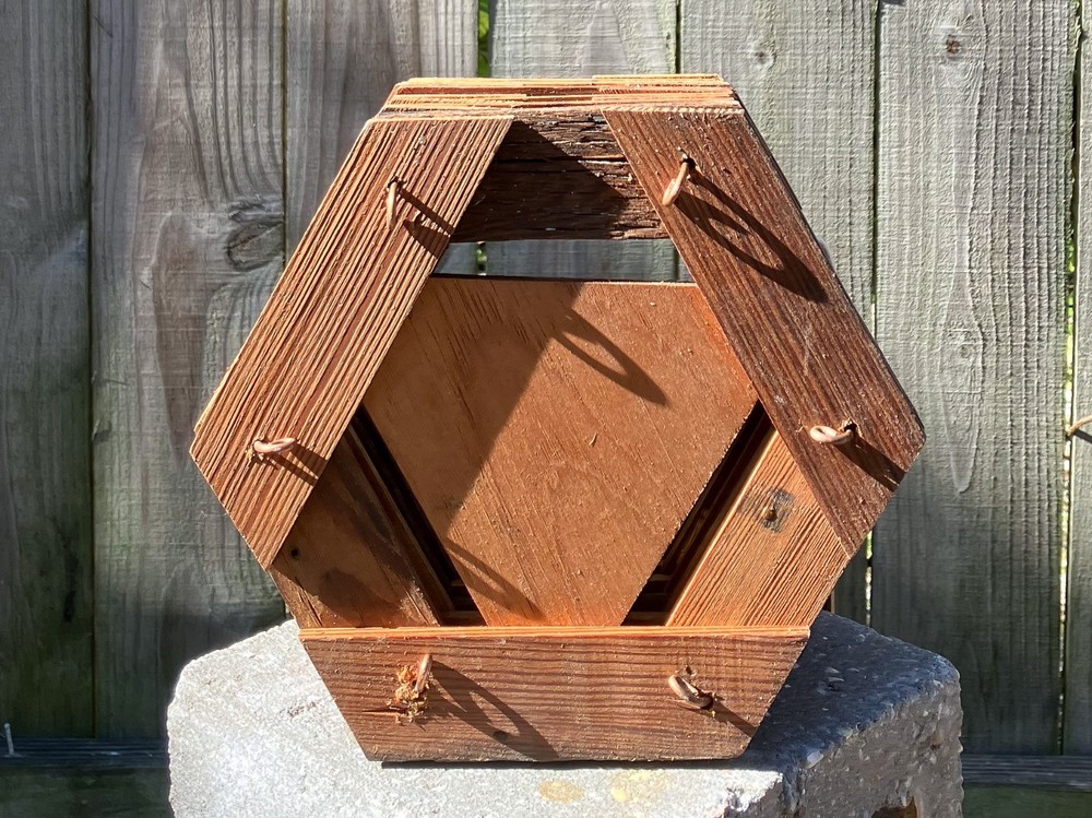 Handmade Hexagonal Rustic Hanging Basket – Super Character for Orchids & Epiphyt