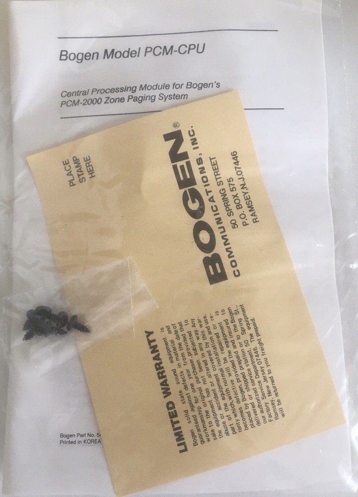 Bogen PCMCPU Central Processing Module PCM2000 Zone Paging System