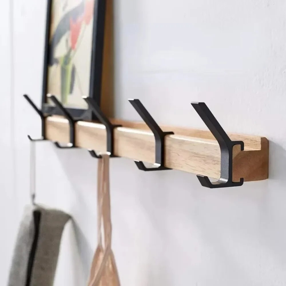 Nordic Wall Mounted Coat Rack with 5 Movable Hooks