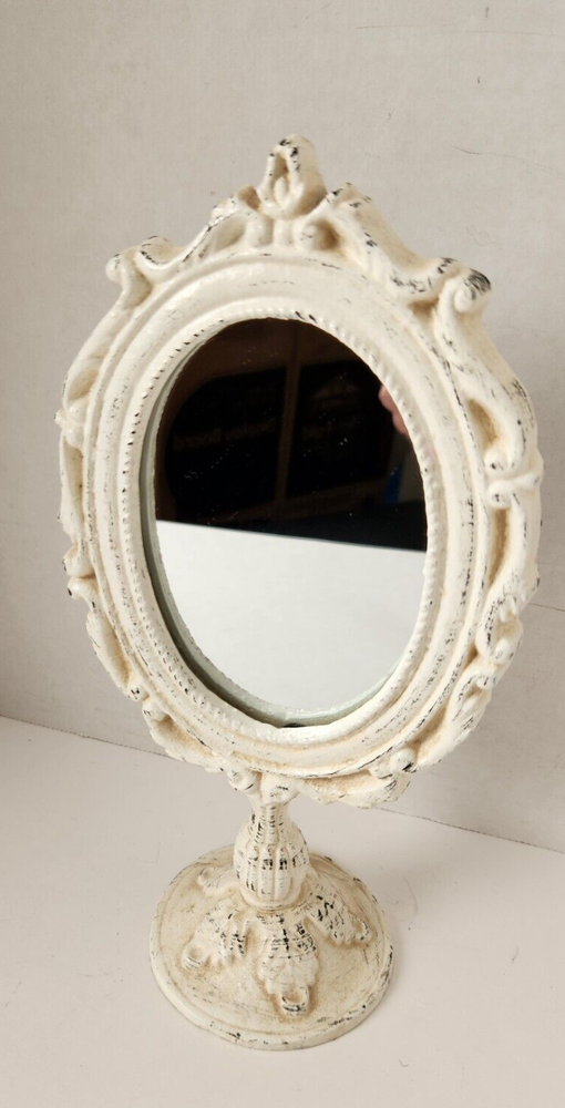 Cast Iron Frame Vanity Mirror Stand Shabby Chic Boho Victorian Decor 10"