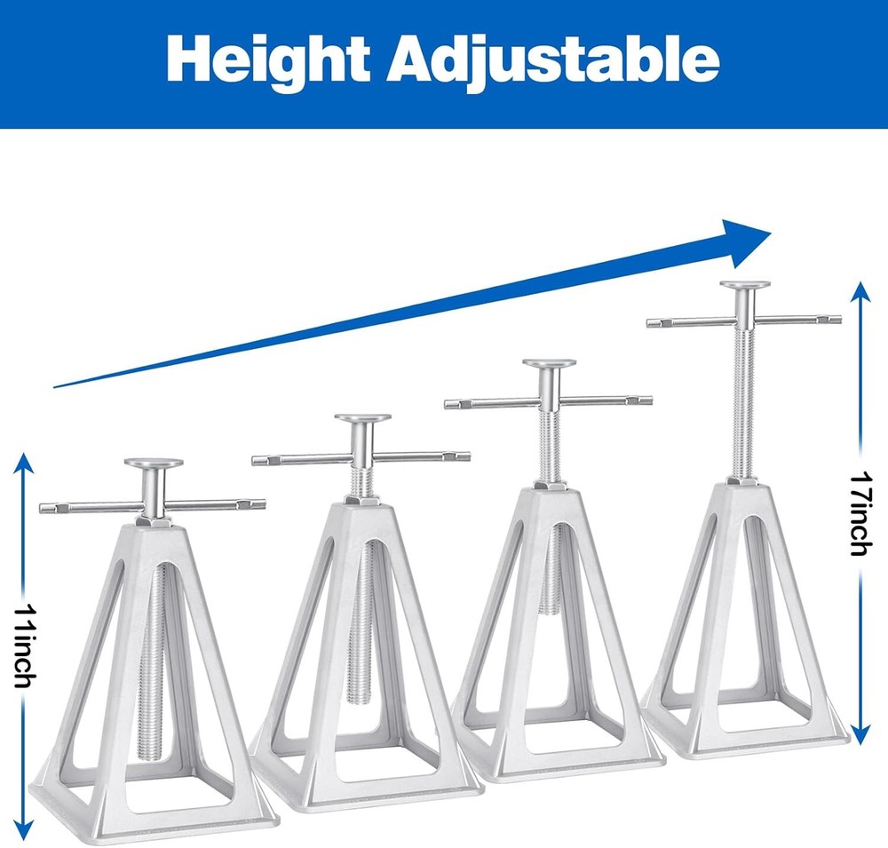 Aluminum RV Stack Jack Adjustable Trailer Stabilizer Support Camper Level Stand