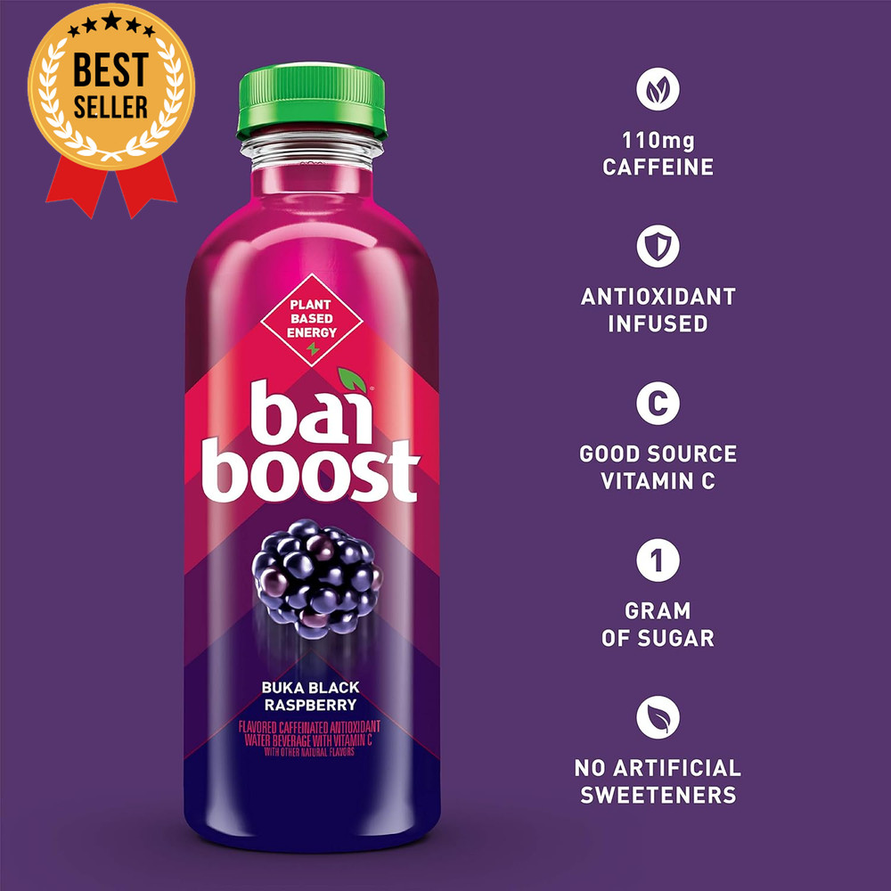 Boost Buka Antioxidant Beverage Black Raspberry 18oz Bottle Pack of 12 Drinks
