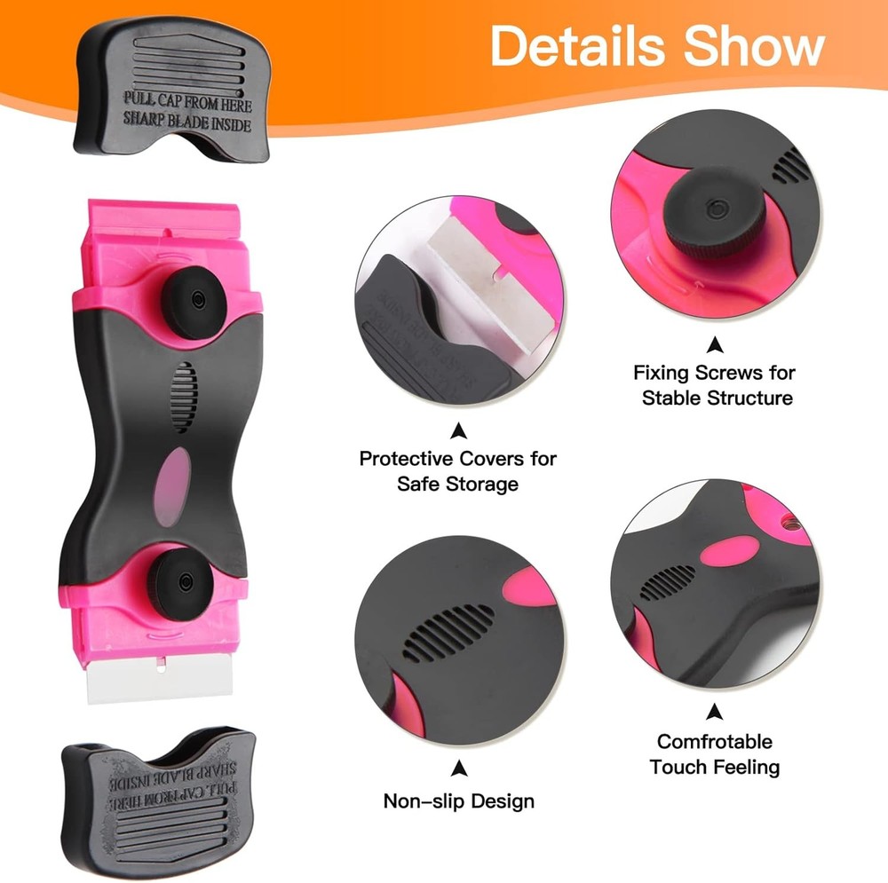 Razor Blade Scraper Tool, Cleaning Scraper Tool with 20Pcs Metal & Plastic Razor