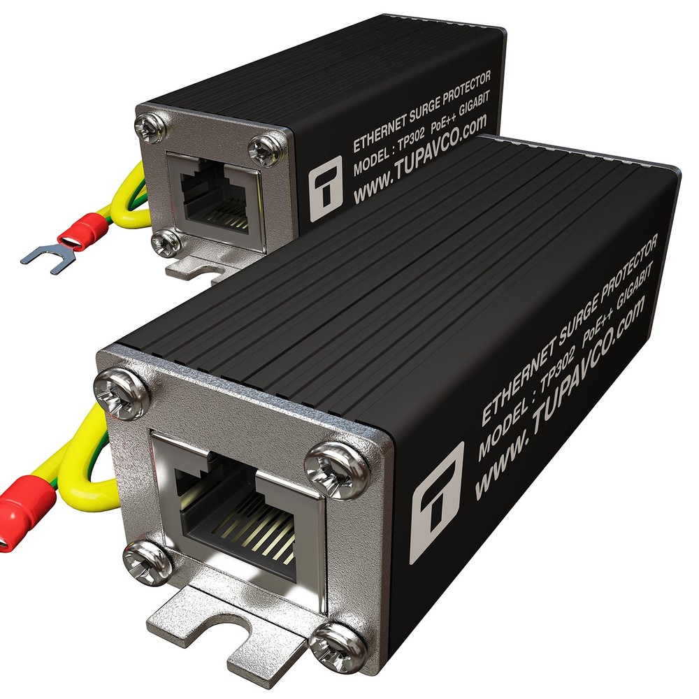 Ethernet Surge Protector (2 Pack) Gigabit PoE++ (154W/3.2A) Mounting 2 Pack