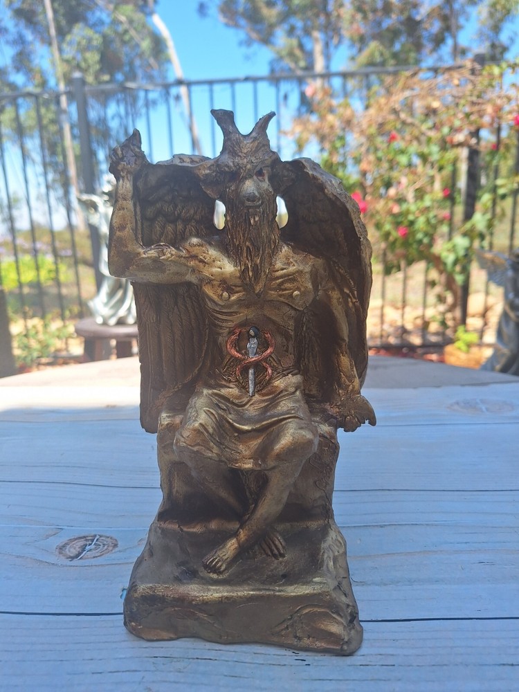 Templar Sabbatic Goat Baphomet Satan Seating Down Color Gold/ Devil /Evil /10X6
