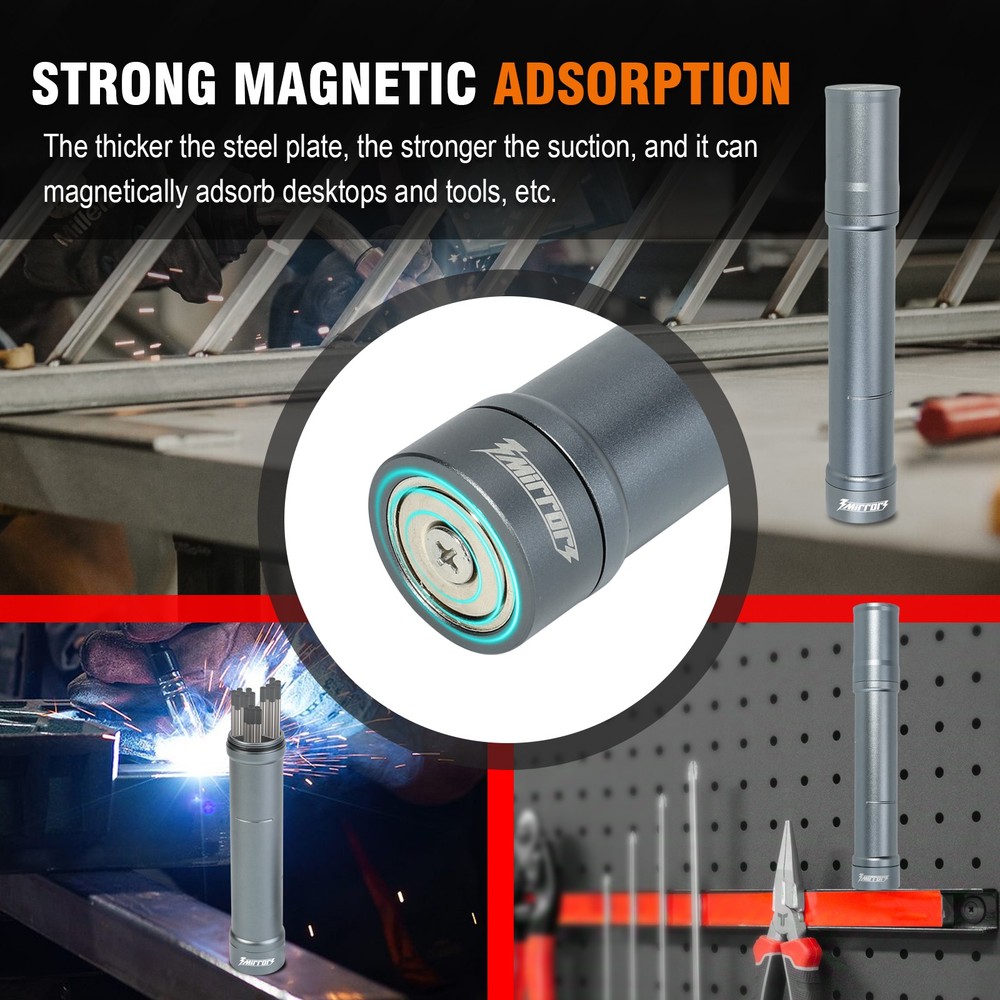 Tungsten Electrode Holder Storage Case 3-Section Magnetic Base TIG Welding Gray