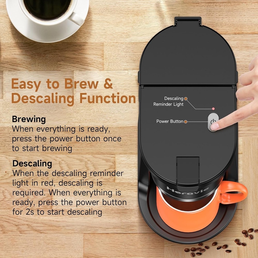 Small Single Serve Coffee Maker, Fast Brew One Cup Coffee Machine for K Cup a...