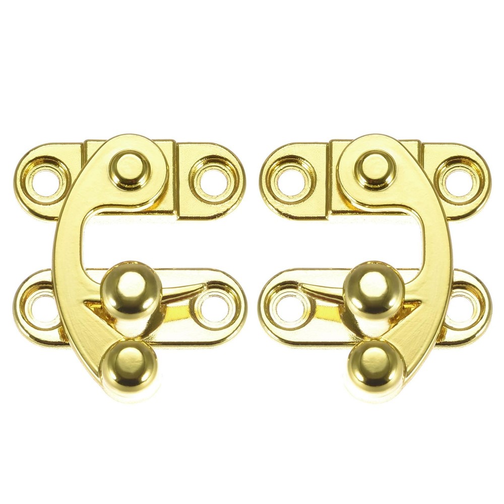 Right and Left Latch Hook Hasp Swing Arm Latch Gold Tone 2 Set