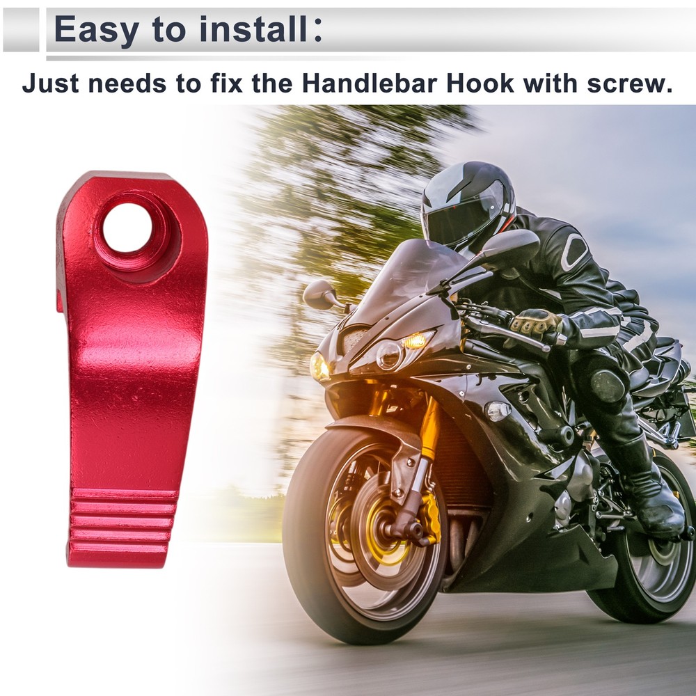 Rectangular helmet hanger hook for scooter bike, red, 1 set, 6mm