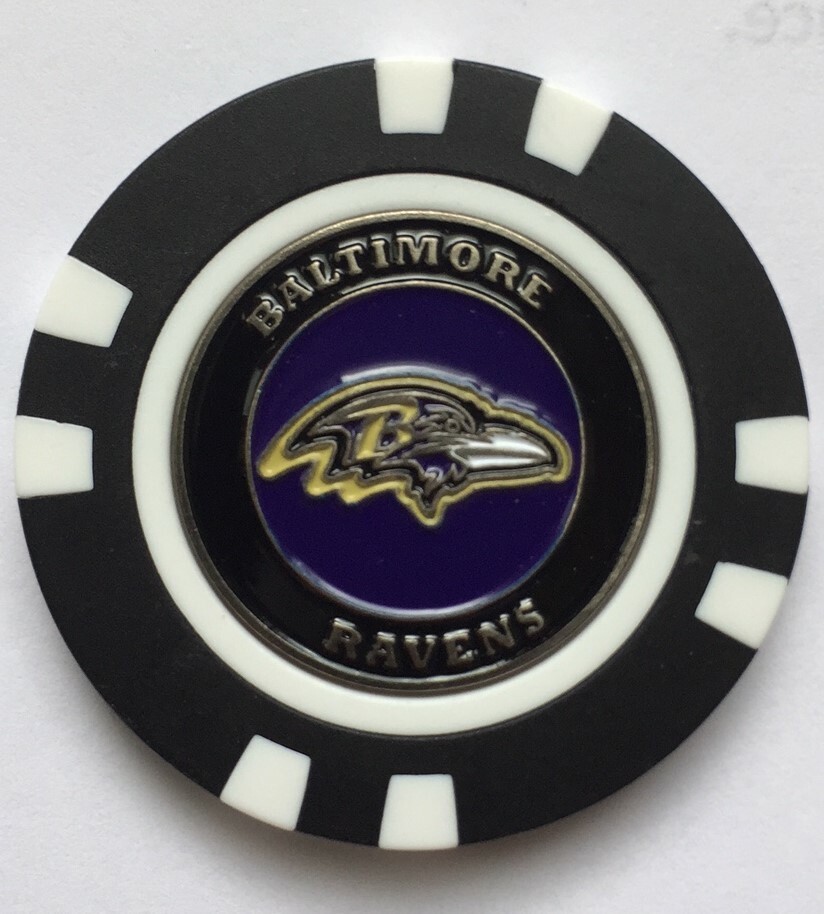 New Baltimore Ravens Golf Poker Chip removable Golf Ball Marker
